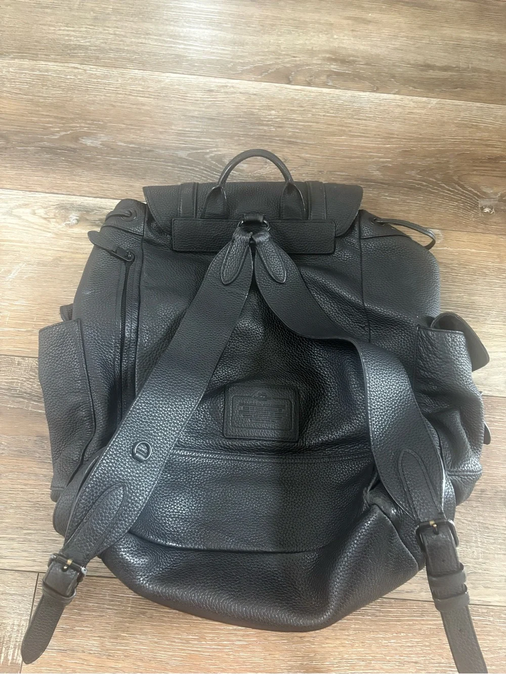 Coach Black Pebbled Leather Men's Backpack Hudson